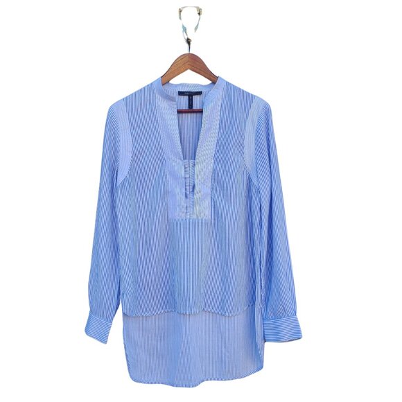 BCBGMAXAZRIA Jola Stripe Chambray Blouse, Size Medium - Picture 2 of 10